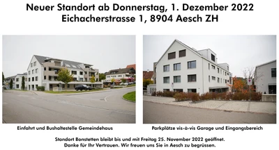 Neuer Standort ab Donnerstag, 1. Dezember 2022