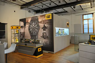 Gestaltung, Produktion und Realisierung des Showrooms für Cat Watsches an der Baselworld