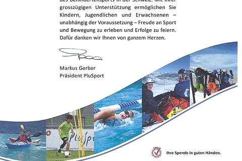 60 Jahre PluSport Behindertensport Schweiz - mit unserer Unterstützung!
