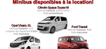 Location minibus 2 à 9 places / véhicule utilitaire (6m3)