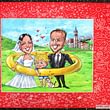 Live-Karikatur von Hochzeitspaar für Hochzeitsfeier Einladung und als Unterhaltung und Künstler