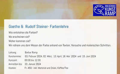 Goethe &  Rudolf Steiner- Farbenlehre / / Atelier Malschule und Kunst Barbara Ramp / Pratteln / Liestal / Basel