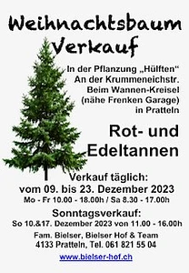Weihnachtsbaum Verkauf - Rot und Edel Tannen - Bielser Hof - Pratteln - Liestal - Basel
