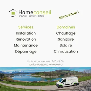 HomeConseil - Services : installation, Rénovation, Maintenance, Dépannage - Domaines : Chauffage, Sanitaire, Solaire, Climatisation