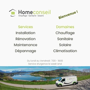 HomeConseil - Services : installation, Rénovation, Maintenance, Dépannage - Domaines : Chauffage, Sanitaire, Solaire, Climatisation