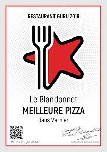 certificat meilleure Pizza de Vernier