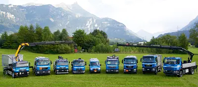 Flotte véhicules de Cherix Transports SA (Combustibles, Camions-grue, Voirie, Déneigement-salage)
