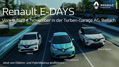 RENAULT E-DAYS - 9. bis 14. November in der Turben-Garage AG Bellach