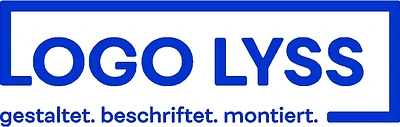 Logo Lyss GmbH gestaltet. beschriftet. montiert.