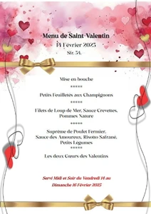 Menu de Saint-Valentin, 14 février 2025