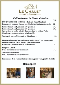 Café restaurant Le Chalet à Moudon