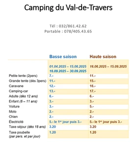 Camping du Val-de-Travers